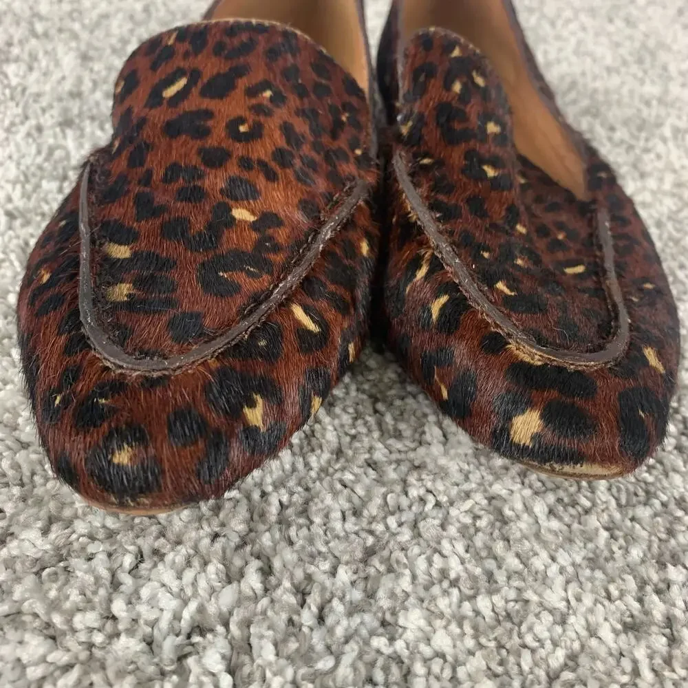 Madewell Frances Skimmer Loafer Women's Size 6.5 Brown Mini Leopard Print Flats